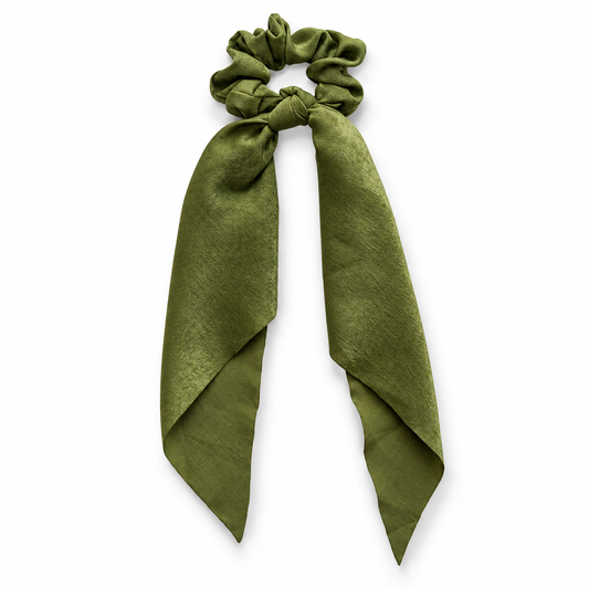 Dark Green Ribbon Scrunchie