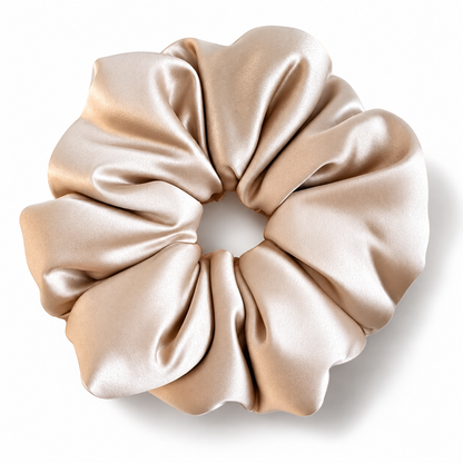 Champagne White Padded Satin Pillow Scrunchie